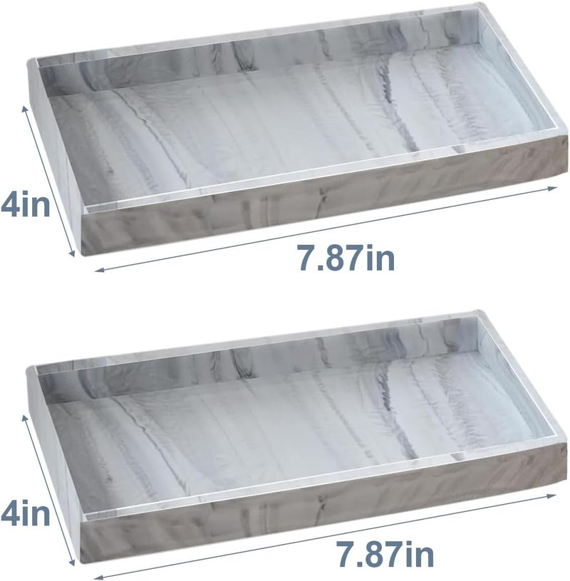 BasedFloor 2PCS 7.87” L x 3.93” W Silicone Soap Dispenser Trays, Bathroom Sink Vanity Tray for Dresser Tops, Toilet, Tray for Scrubber, Lotion Bottles, Perfume, Jewelry, Candle, Key Trinket Ring-White Marble - Image 3